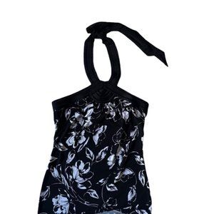 White House Black Market Black & White Floral Halter Top. Size Extra Small